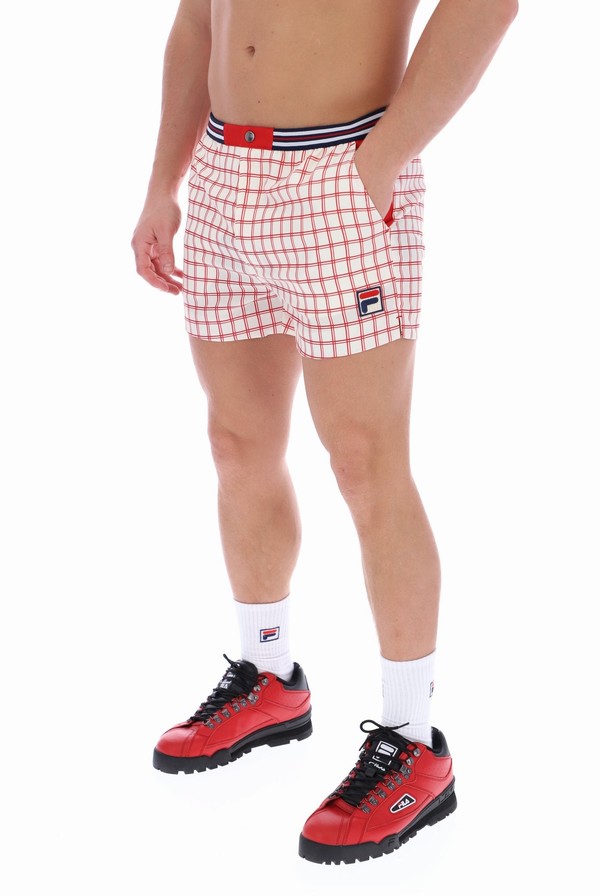 Cream Fila Brookes Check Men Shorts | 9056CHSAP