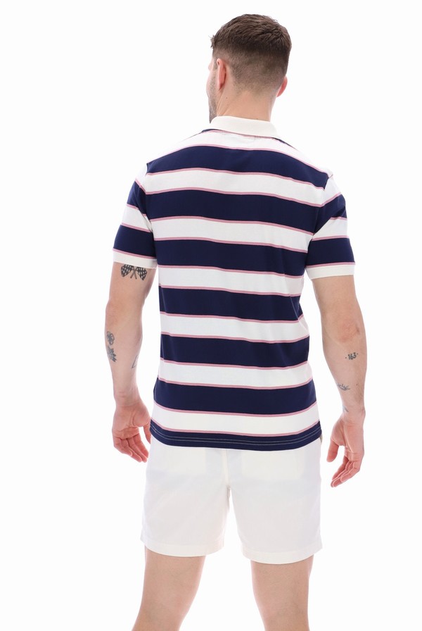 Cream Fila Edmond Yarn Dye Stripe Men Polo Shirts | 2061QTDBG