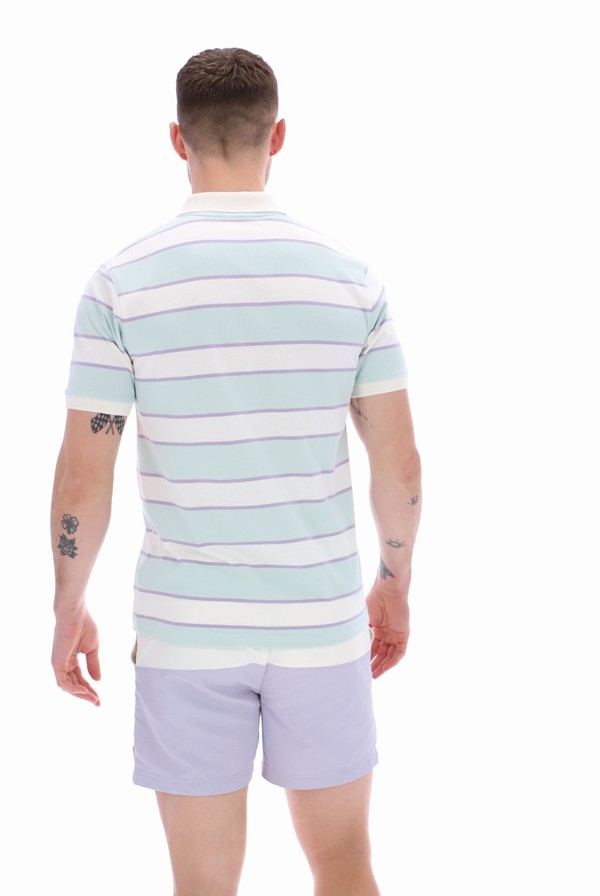 Cream Fila Edmond Yarn Dye Stripe Men Polo Shirts | 6710FZUNE