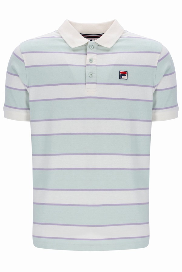 Cream Fila Edmond Yarn Dye Stripe Men Polo Shirts | 6710FZUNE