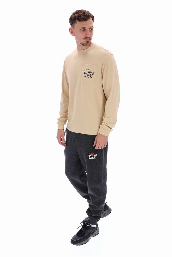 Cream Fila Franklin Graphic Long Sleeve Men T-shirts | 2085JGZSX