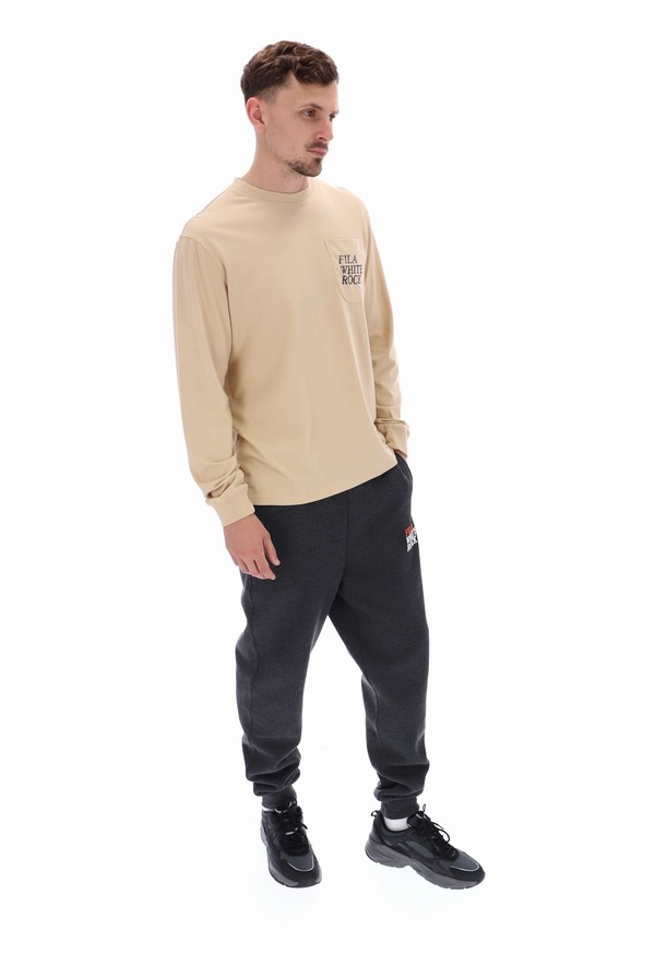 Cream Fila Franklin Graphic Long Sleeve Men T-shirts | 2085JGZSX