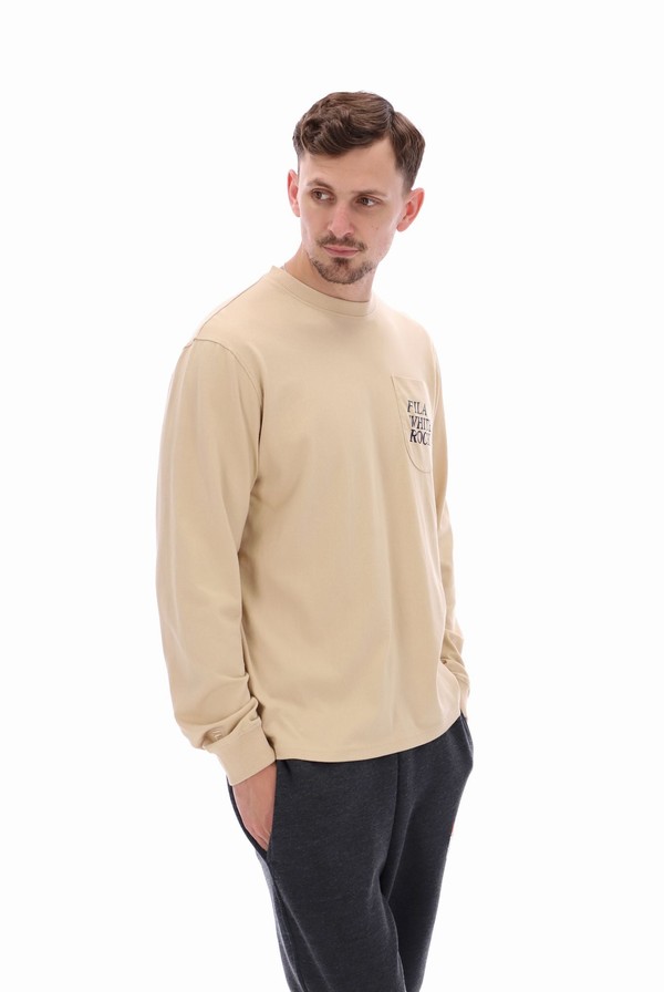 Cream Fila Franklin Graphic Long Sleeve Men T-shirts | 2085JGZSX