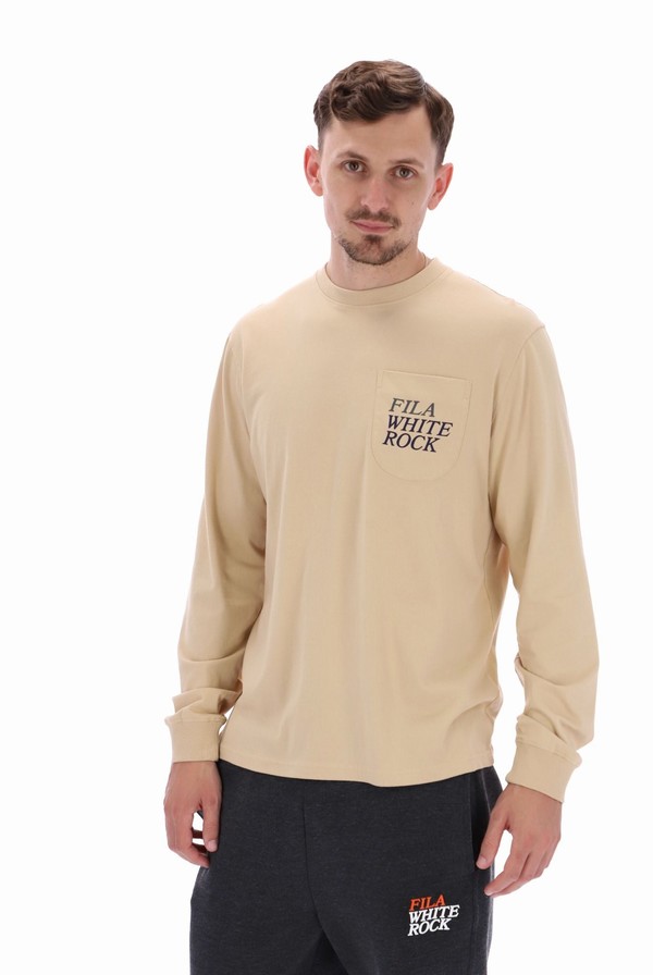 Cream Fila Franklin Graphic Long Sleeve Men T-shirts | 2085JGZSX