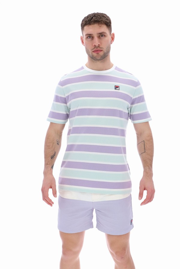 Cream Fila Grayson Yarn Dye Stripe Men T-shirts | 1327OUHWR