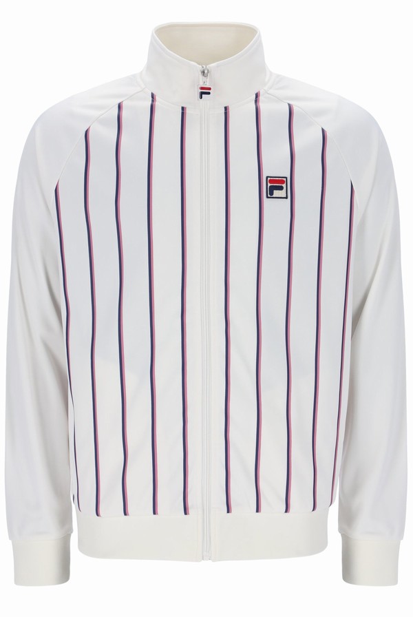 Cream Fila Hudson Striped Men Track Top | 3957VTKSO