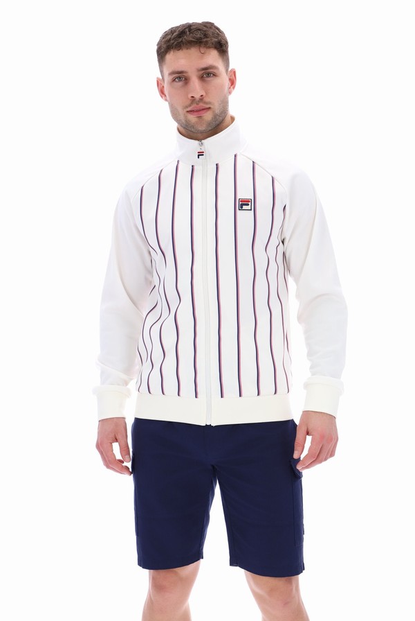 Cream Fila Hudson Striped Men Track Top | 3957VTKSO