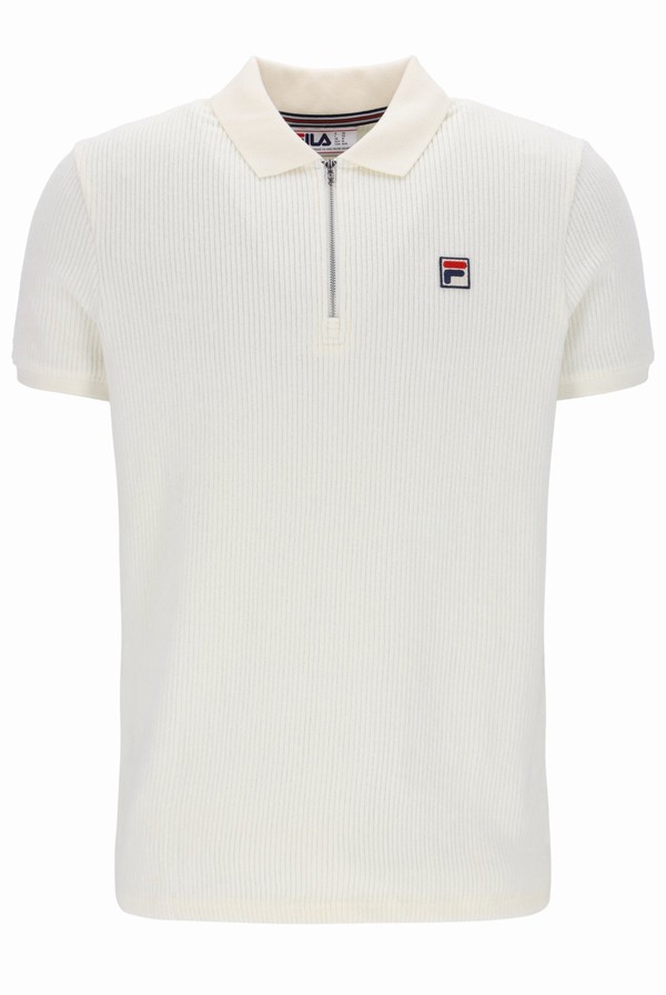 Cream Fila Kason Quarter Zip Men Polo Shirts | 1238UNYTF