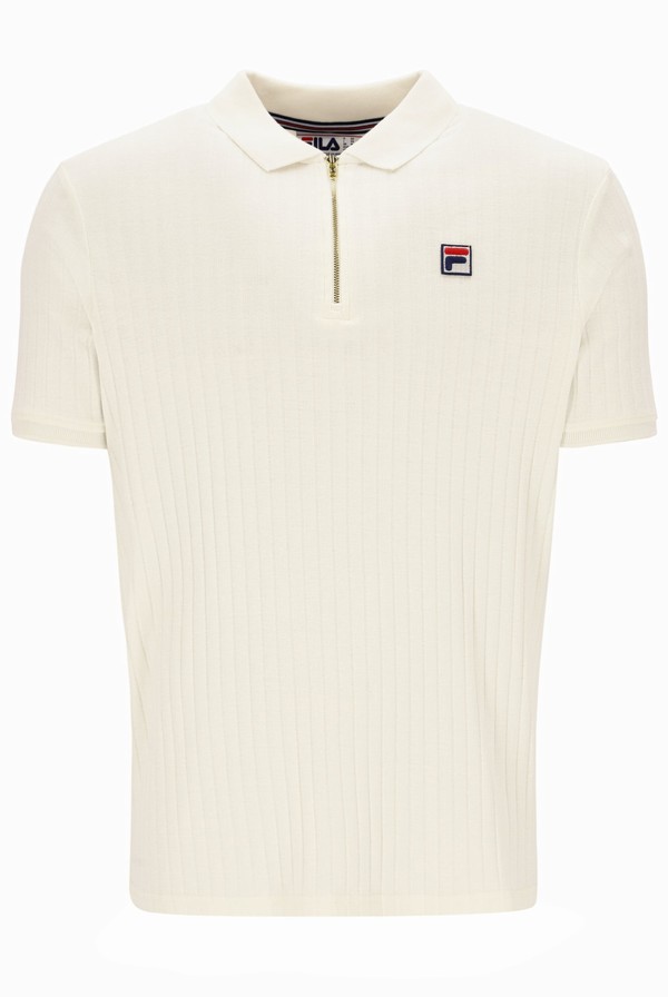 Cream Fila Pannuci Slim Fit Men Polo Shirts | 5386SQDWB