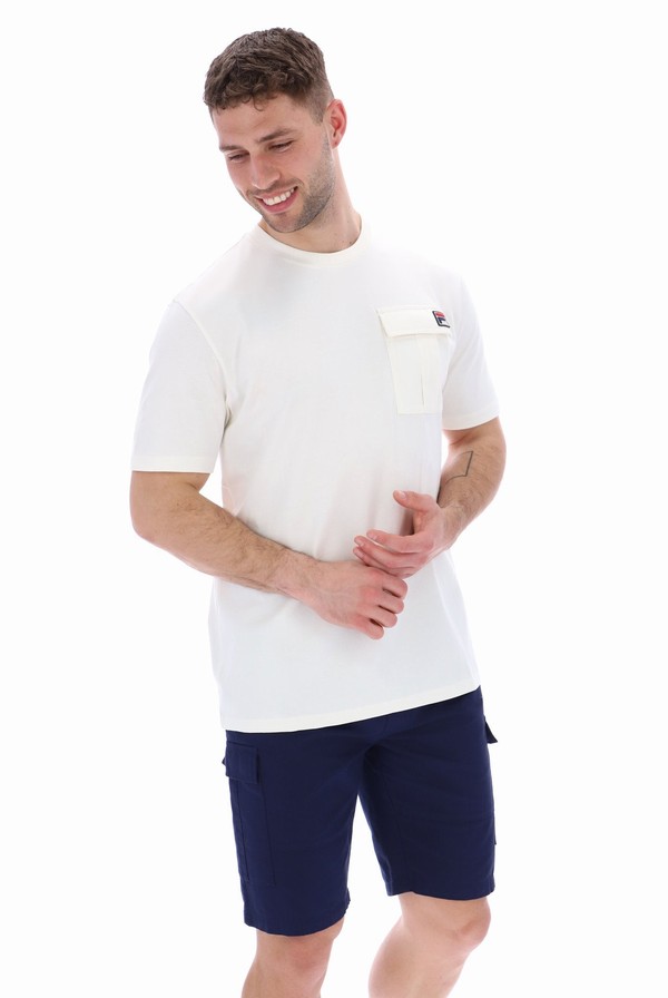 Cream Fila Riggs Pocket Men T-shirts | 1348CADTW