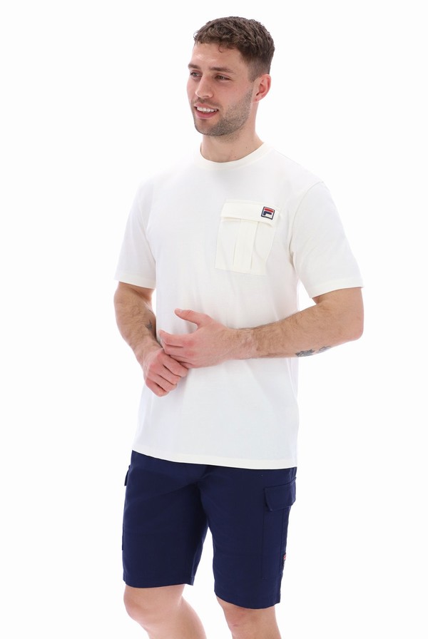 Cream Fila Riggs Pocket Men T-shirts | 1348CADTW