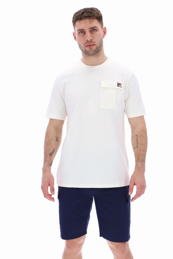 Cream Fila Riggs Pocket Men T-shirts | 1348CADTW