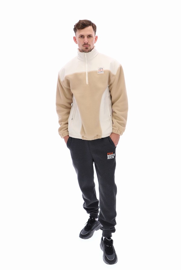 Cream Fila Tate 1/4 Zip Polar Fleece Pullover Men Sweatshirts | 6831LWNCB