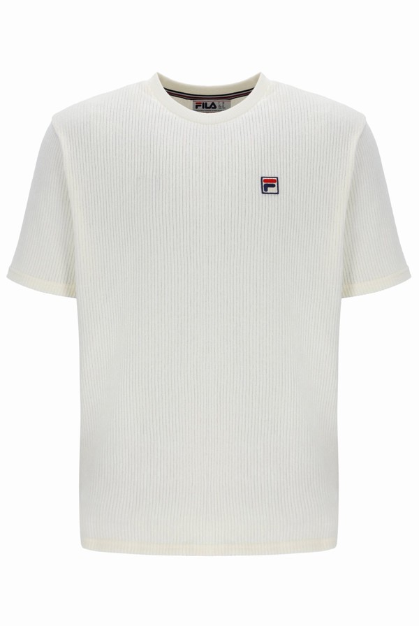 Cream Fila Tatum Drop Needle Terry Men T-shirts | 0643JDVNW