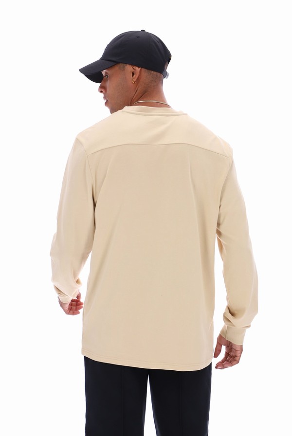 Cream / Blue Fila Capello Long Sleeved Men T-shirts | 0263PUXLC