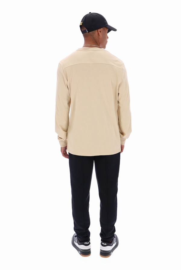 Cream / Blue Fila Capello Long Sleeved Men T-shirts | 0263PUXLC