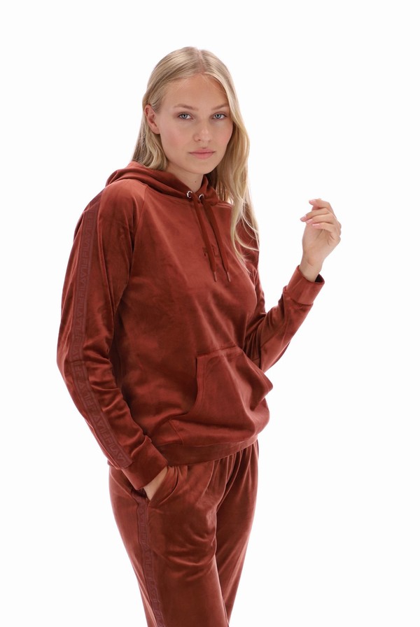 Dark Red Fila Malia Raglan Velour Women Co-ords | 6254JZKTU