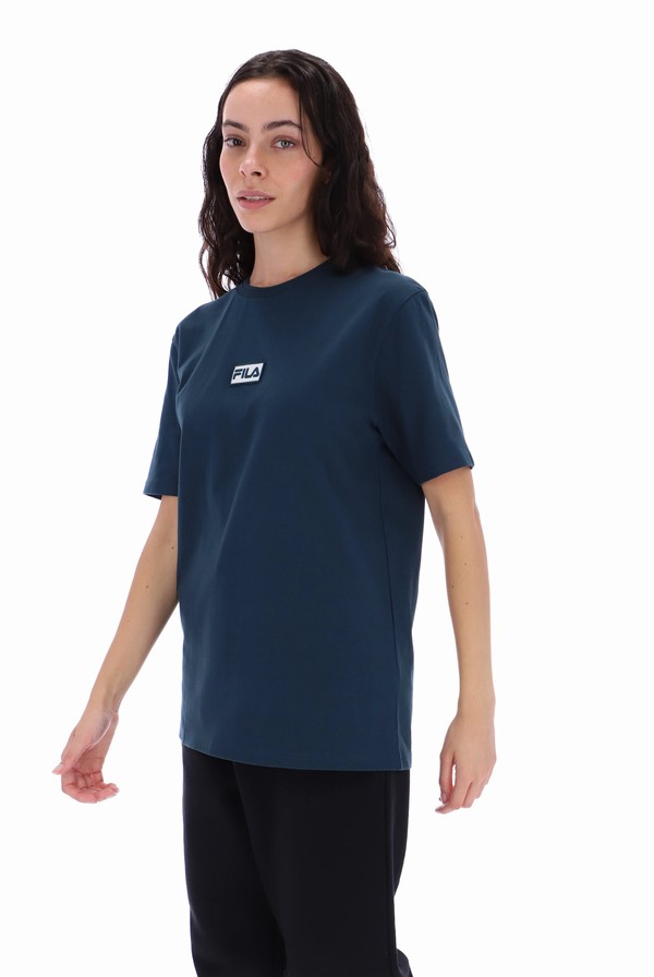 Dark Turquoise Fila Dax Sleeve Men T-shirts | 8029ATMDU