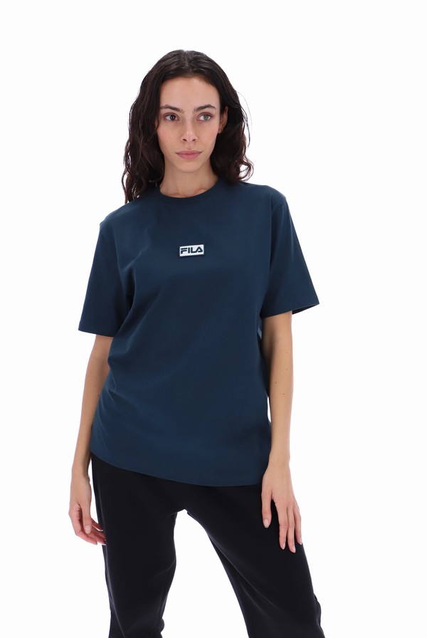 Dark Turquoise Fila Dax Sleeve Men T-shirts | 8029ATMDU