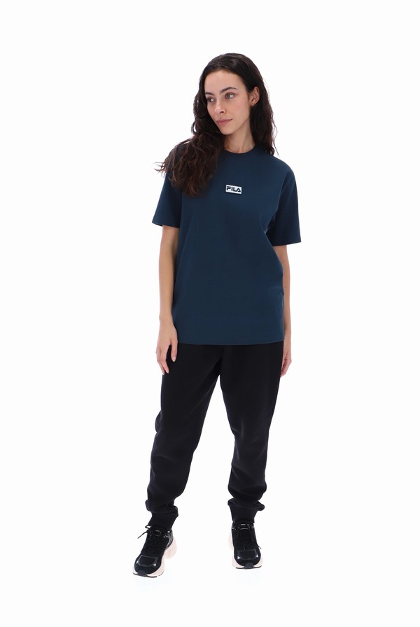 Dark Turquoise Fila Dax Sleeve Women T-shirts | 1628UXZJI