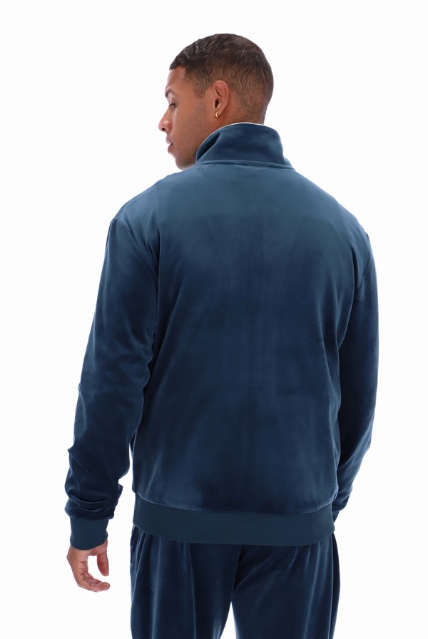 Dark Turquoise Fila Irving Velour Men Track Top | 1247WSDRV