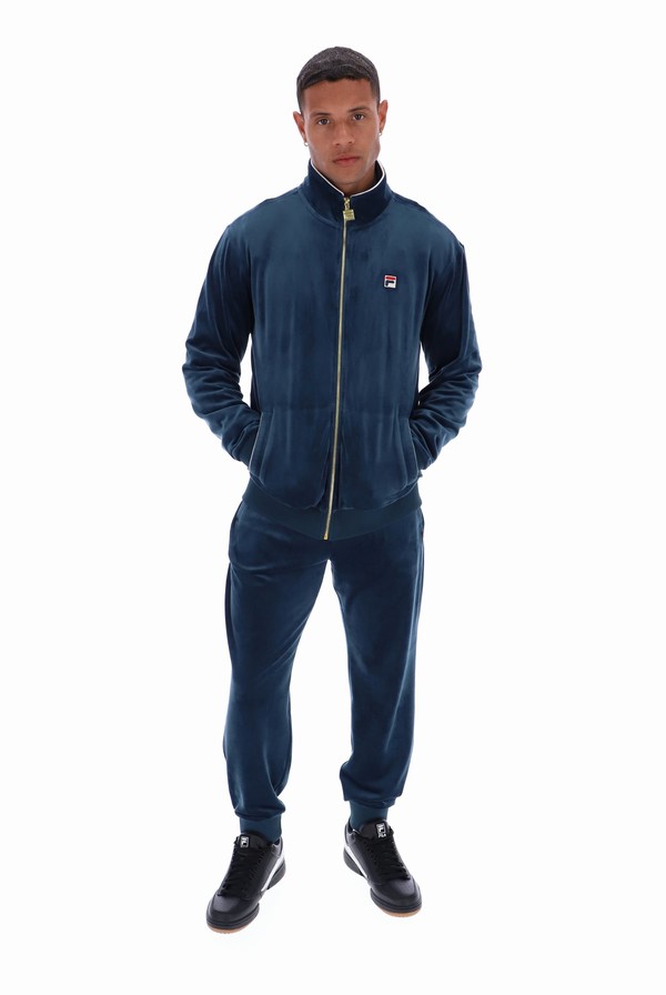 Dark Turquoise Fila Irving Velour Men Tracksuits | 4651AUGIR