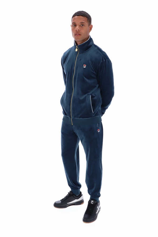 Dark Turquoise Fila Irving Velour Men Tracksuits | 4651AUGIR