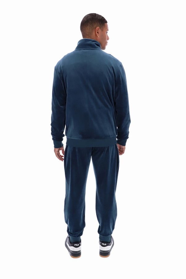 Dark Turquoise Fila Irving Velour Men Tracksuits | 4651AUGIR