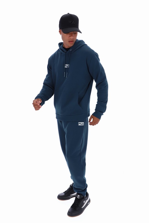 Dark Turquoise Fila Lance 2 Recycled Fleece Men Tracksuits | 7316GOUSD