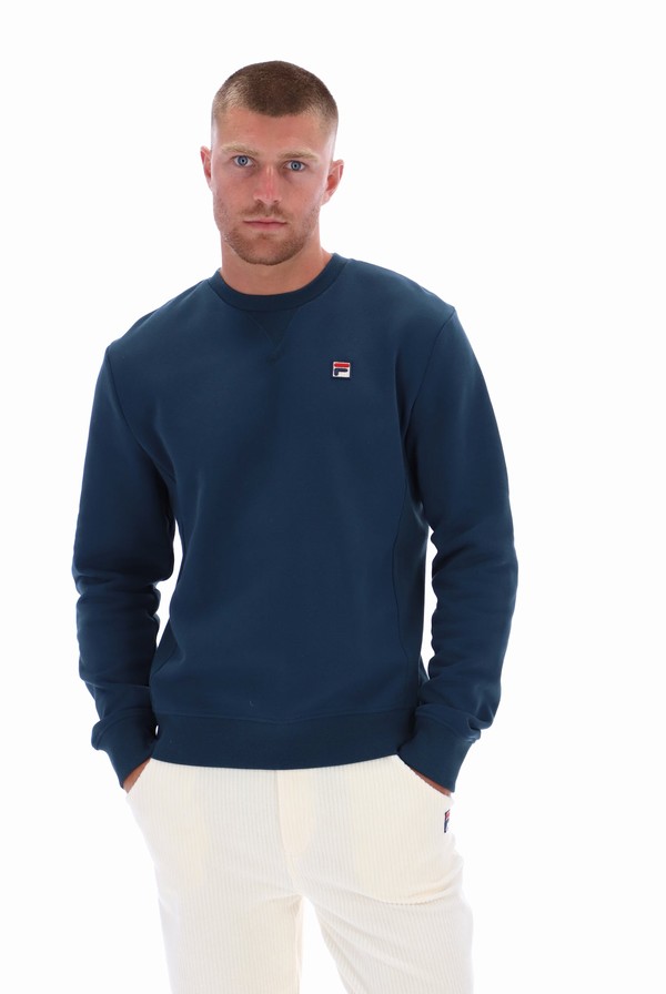 Dark Turquoise Fila Luka Essential Crew With Ribbed Side Panels Men Sweatshirts | 2756KXDYN