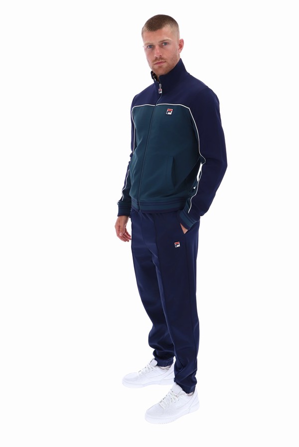 Dark Turquoise / Navy Fila Wales Retro Men Tracksuits | 5921IJWDR