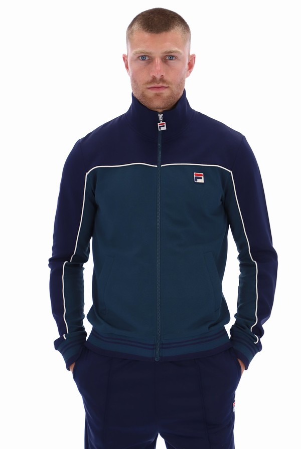 Dark Turquoise / Navy Fila Wales Retro Men Tracksuits | 5921IJWDR