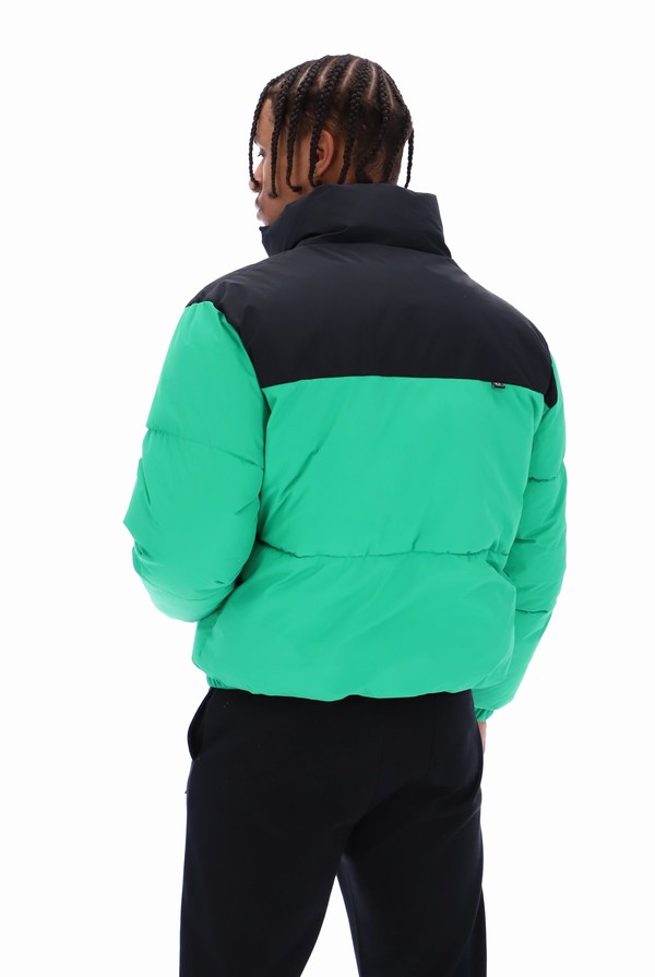 Deep Mint / Black Fila Evan Panelled Puffer Men Jackets | 1958FMSRA