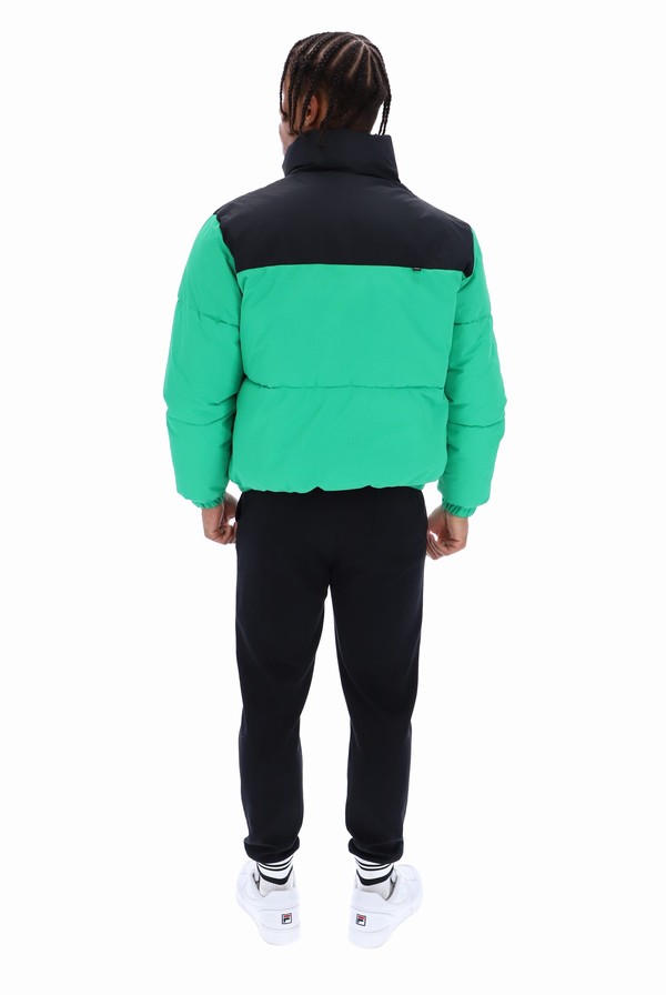 Deep Mint / Black Fila Evan Panelled Puffer Men Jackets | 1958FMSRA