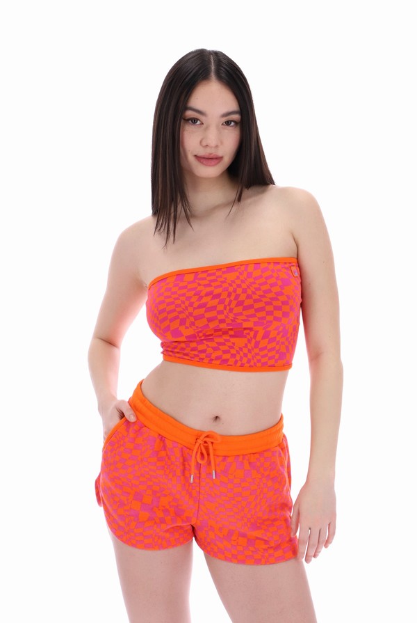 Fuchsia / Purple / Orange Fila Sawyer Print Bandeau Women Tops | 9075CQSOG