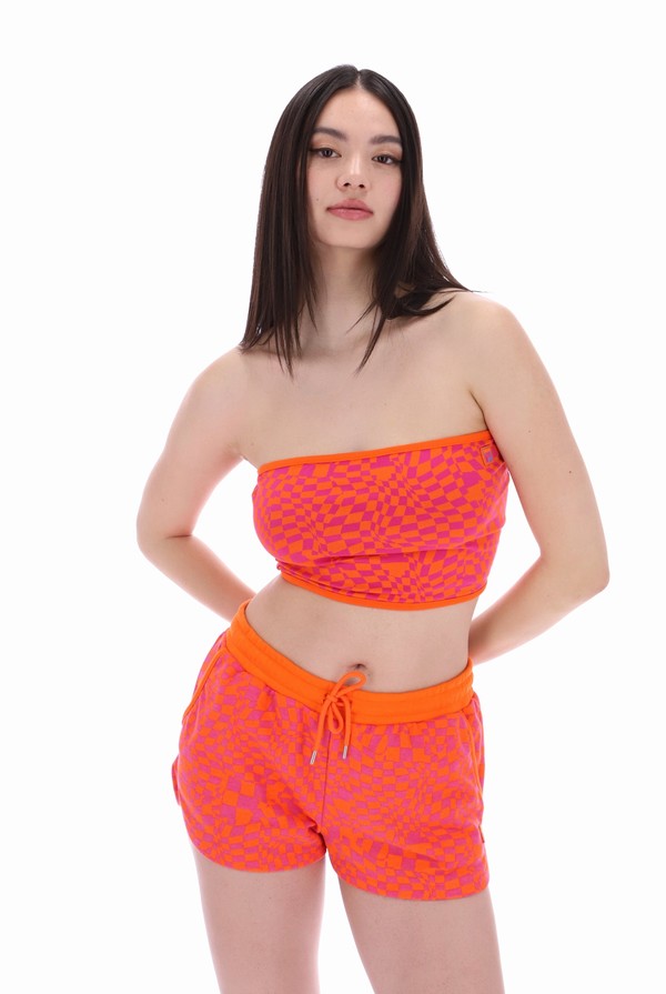 Fuchsia / Purple / Orange Fila Sawyer Print Bandeau Women Tops | 9075CQSOG