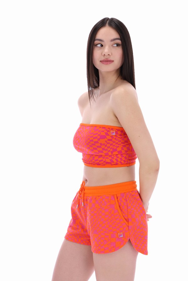 Fuchsia / Purple / Orange Fila Sawyer Print Bandeau Women Tops | 9075CQSOG