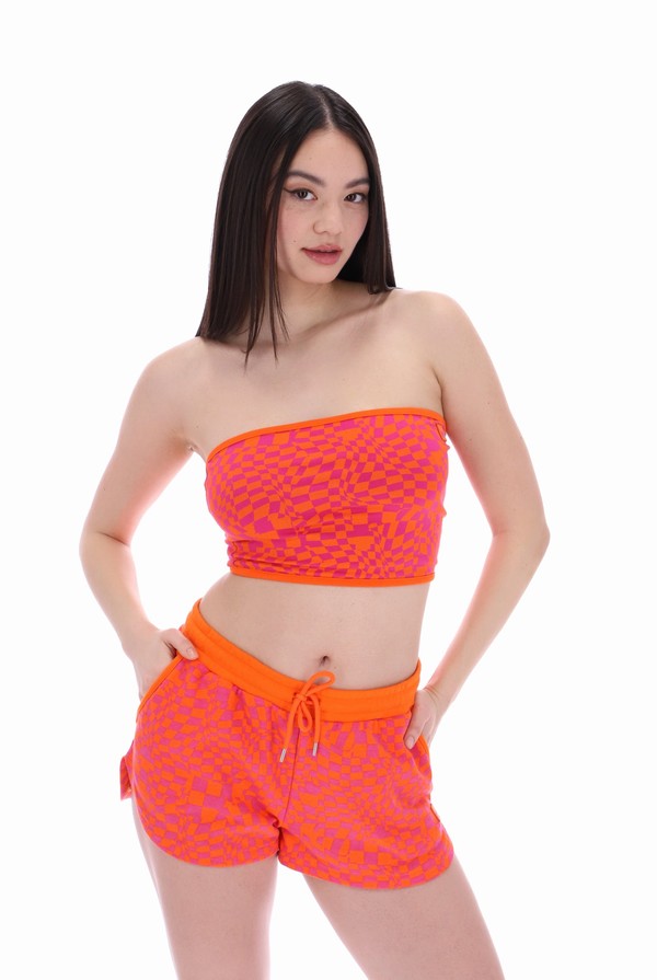 Fuchsia / Purple / Orange Fila Sawyer Print Bandeau Women Tops | 9075CQSOG