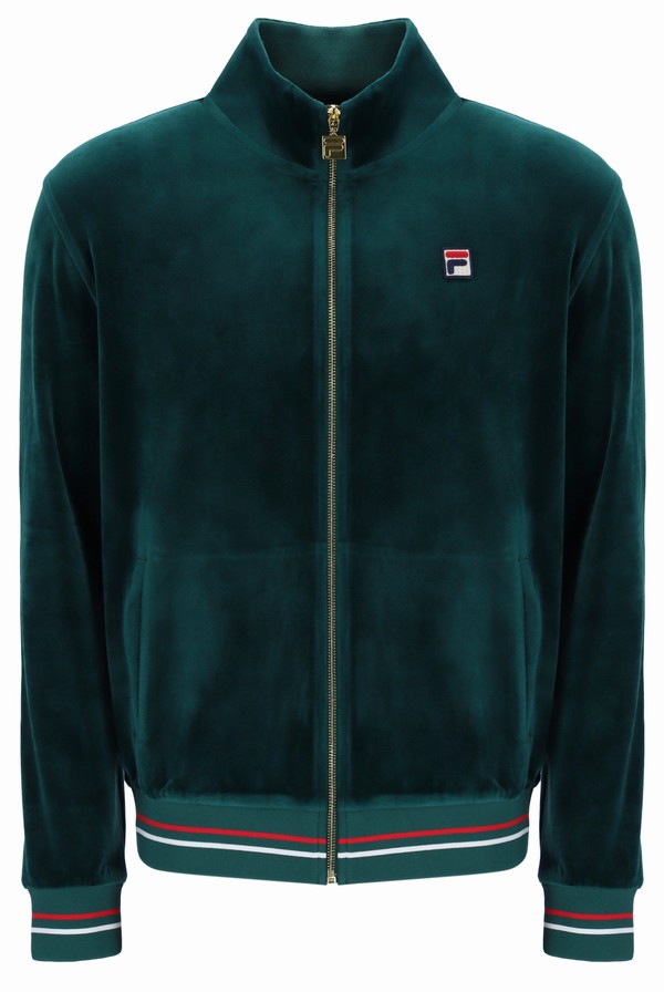 Green Fila Falken Velour With Gold Details Men Track Top | 1465OQGJB