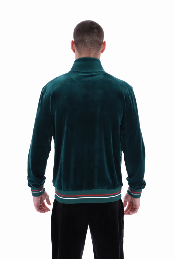 Green Fila Falken Velour With Gold Details Men Track Top | 1465OQGJB