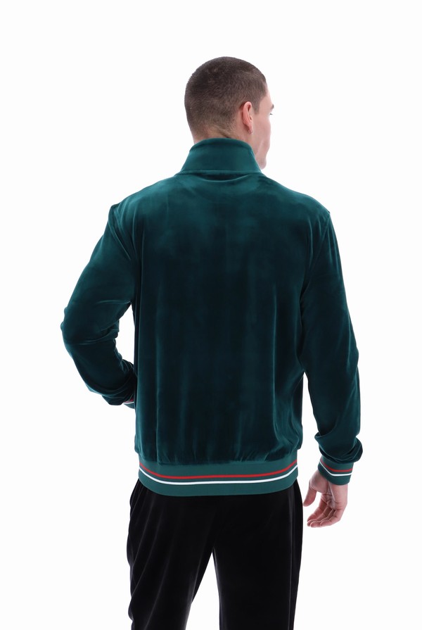 Green Fila Falken Velour With Gold Details Men Track Top | 1465OQGJB