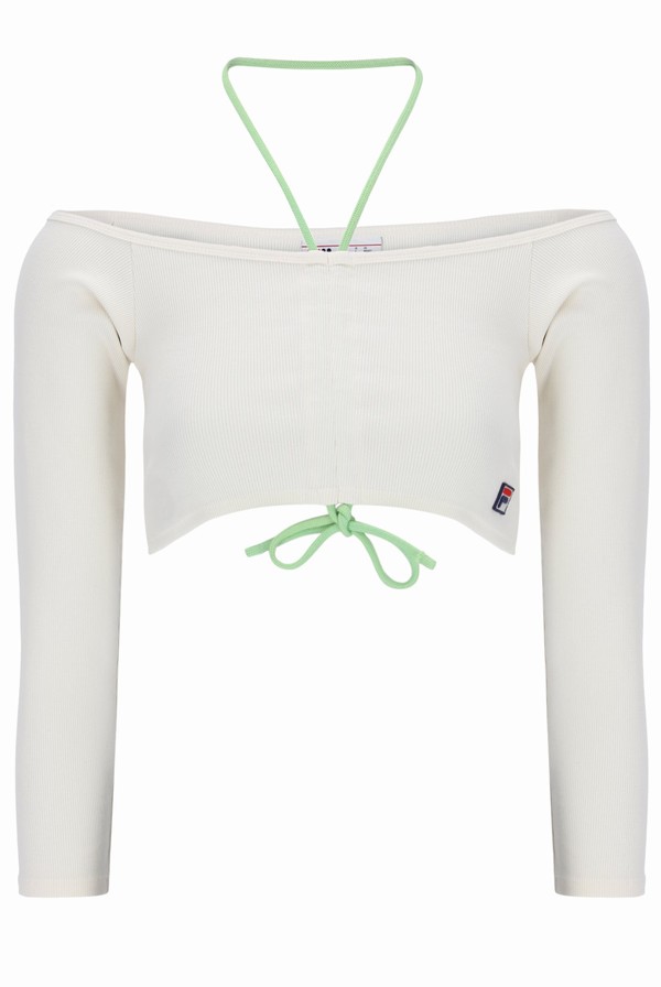 Green Fila Frankie Long Sleeve Women T-shirts | 8512EAFJP