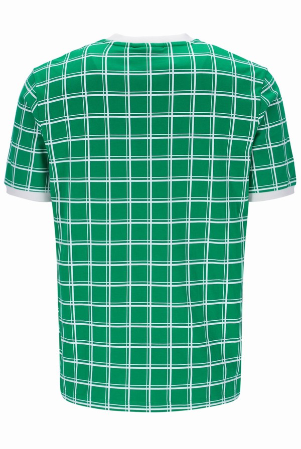 Green Fila Freddie Check Contrast Rib Men T-shirts | 8413QCAHL