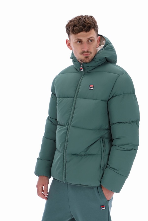 Green Fila Harry Heavily Padded Puffer Men Jackets | 6730ZGTNC