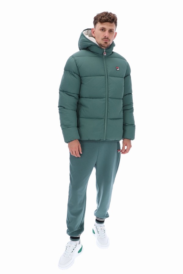 Green Fila Harry Heavily Padded Puffer Men Jackets | 6730ZGTNC