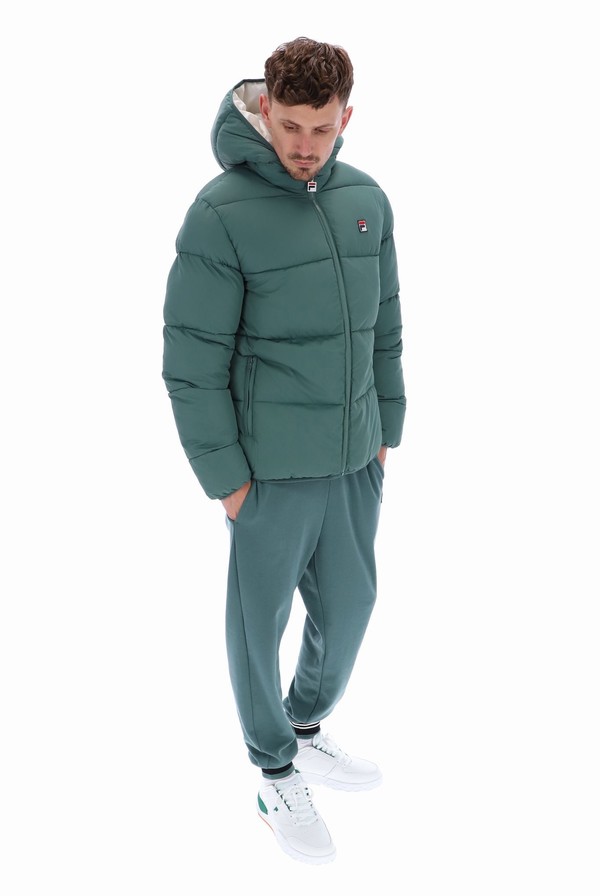 Green Fila Harry Heavily Padded Puffer Men Jackets | 6730ZGTNC