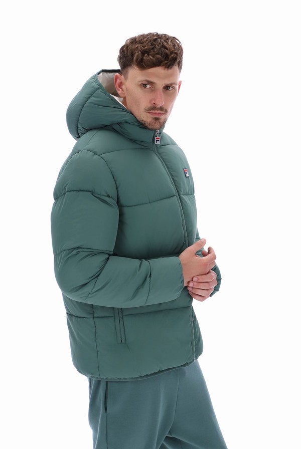 Green Fila Harry Heavily Padded Puffer Men Jackets | 6730ZGTNC