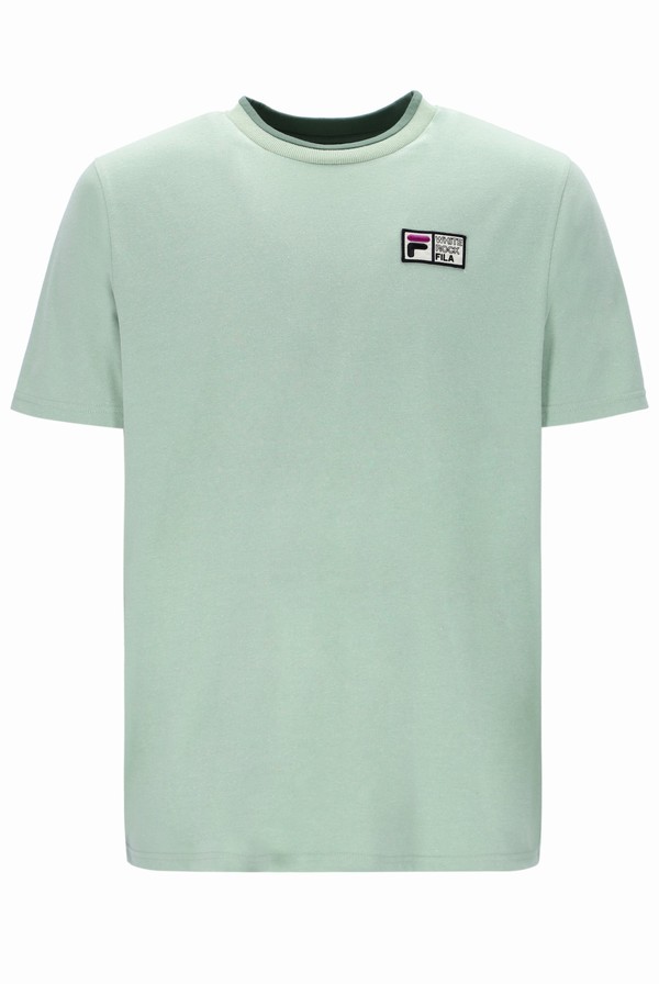 Green Fila Journey Sleeve Men T-shirts | 5024LMSHD