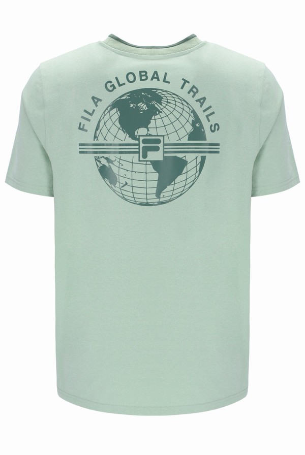 Green Fila Journey Sleeve Men T-shirts | 5024LMSHD