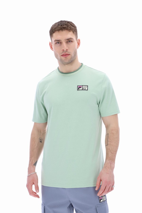 Green Fila Journey Sleeve Men T-shirts | 5024LMSHD